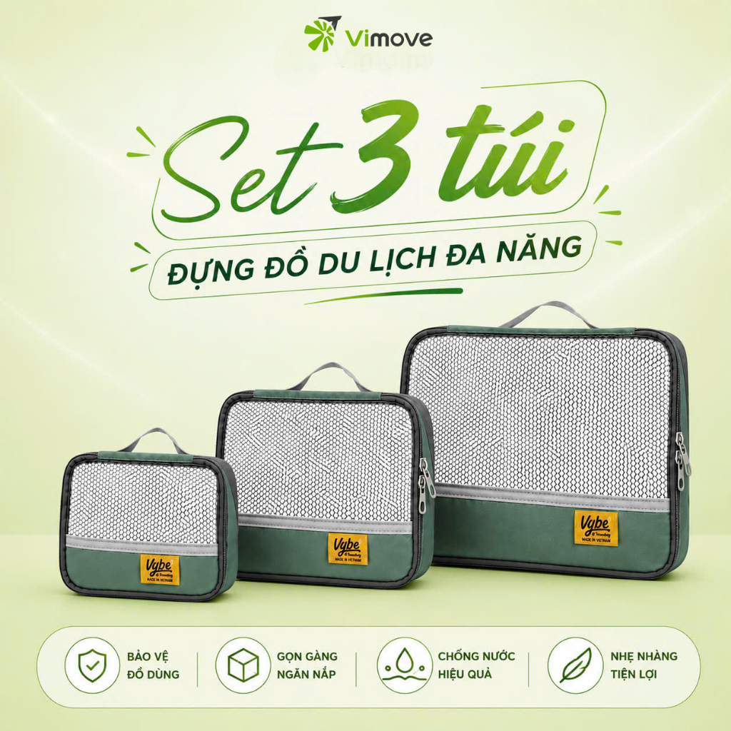 Set 3 Túi Đựng Đồ Du Lịch Ripstop - Vybe by Vimove