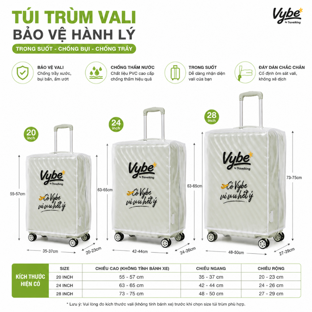 Túi Trùm Vali Trong Suốt Vybe